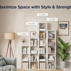 5 Cube Storage Organizer Single Row, Cube Shelf with Heavy-Duty Thick Boards, 13.31