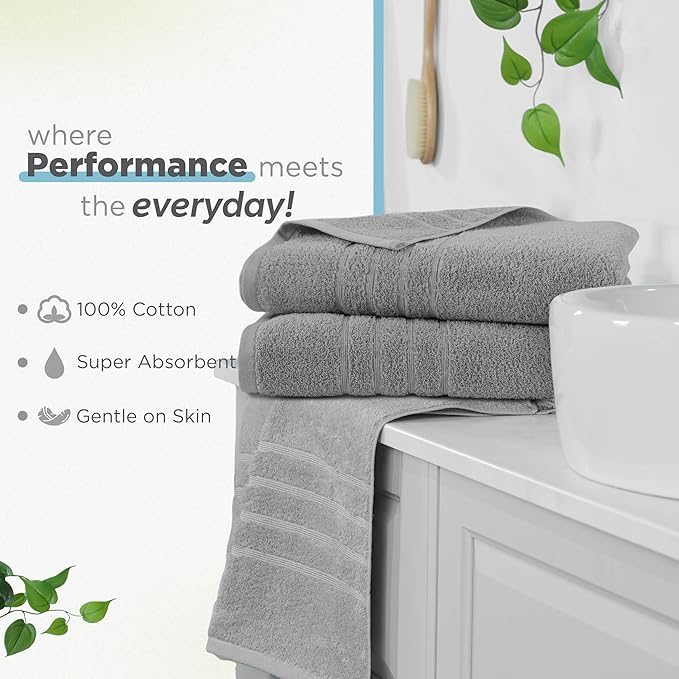 Martex 2-Pack Ultimate Performance Bath Sheet Set – 100% Cotton – 33” x 65” – Extra Large Bath Towels – Versatile – Low-Linting – Supersoft Bathroom Set – Super Absorbent – Easy Care – Monument Grey