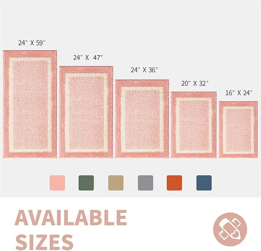 CozeCube Bath mats for Bathroom Non Slip, Fluffy Absorbent Microfiber Bath mat Washable, Aesthetic Bathroom Rugs, Small Blossom Pink Bath mat, Blossom Pink, 24" x 16"