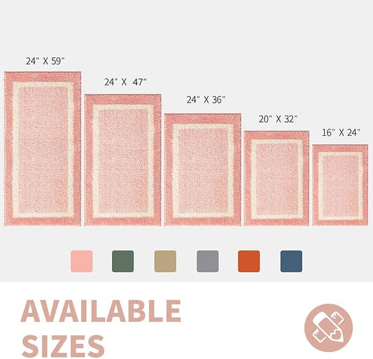 CozeCube Bath mats for Bathroom Non Slip, Fluffy Absorbent Microfiber Bath mat Washable, Aesthetic Bathroom Rugs, Cute Blossom Pink Bath mat, Blossom Pink, 32" x 20"