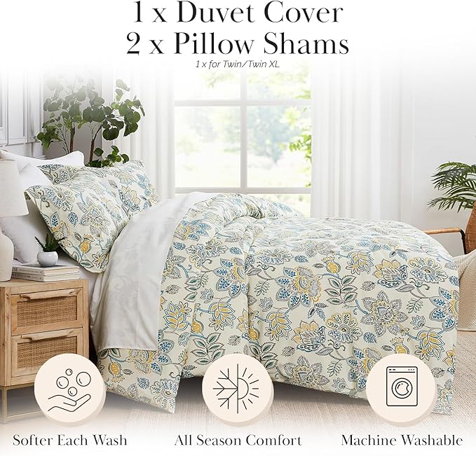 Southshore Fine Living, Inc. 3-Piece Printed Duvet Cover Set, Wanderlust Cream, Full/Queen
