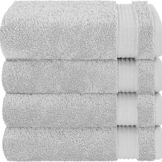 Cotton Paradise Hand Towels for Bathroom, 100% Cotton Turkish 4 Piece Hand Towel Set, Soft Absorbent Face Towels, Silver Grey Hand Towels