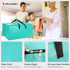 12 Pack Heavy Duty Large Moving Bags W/Backpack Straps - Strong Handles & Zippers, Storage Totes For Space Saving, Fold Flat, Alternative to Moving Box and Storage Bin, Aquamarine