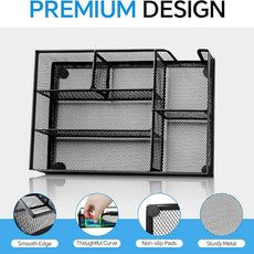 Desk Drawer Organizer, Office Drawer Divider Organizer Tray with 6 Compartments, Metal Mesh Desktop Organization and Accessories for Stationery Makeup Kitchen Toolroom School ＆Office, 12.6x8.27x1.6 in