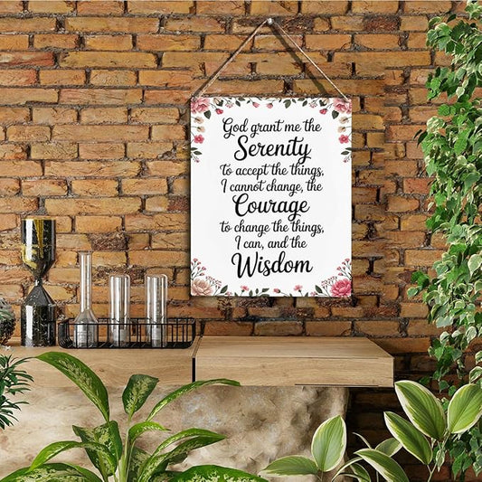 Bible Verses Decor God Grant Me The Serenity, Christian Prayer Room Wall Art Wooden Hanging Plaque 10 x 8 Inch, for Office Bedroom Living Room Home Decor