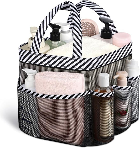 Attmu Mesh Shower Caddy Portable for College Dorm Room Essentials with 8 Pockets, Hanging Shower Caddy Dorm Basket, Quick Dry Shower Bag for Bathroom