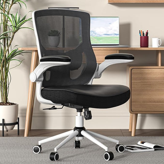 Office Chair, High Back Desk Chair Adjustable Height and Ergonomic Design Home Office Computer Chair, Executive Lumbar Support Padded Flip-up Armrest Office Chair