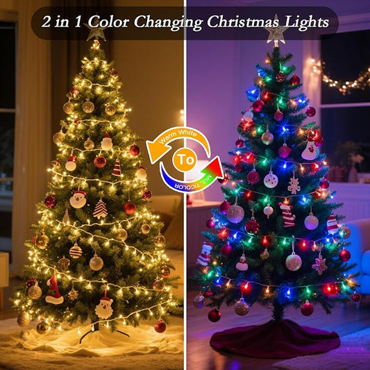 132FT 400 LED Christmas Tree Lights, Bright Warm White to Multicolor Outdoor Christmas String Lights for House, Fairy Lights with 11 Modes, Waterproof & Durable Indoor Outdoor Decor