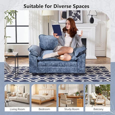 VINGLI Cloud Navy Blue Single Chair with Armrest