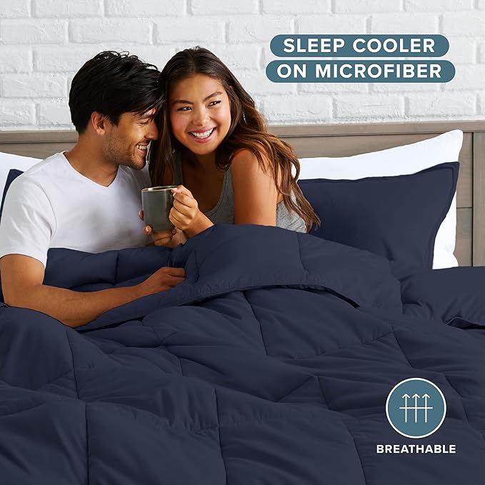 Bare Home Comforter Set - Oversized King Size - Ultra-Soft - Goose Down Alternative - Premium 1800 Series - All Season Warmth (Oversized King, Midnight Blue)