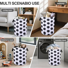 Football Laundry Basket Foldable Oxford Cloth Tote Bag Laundry Hamper Clothes Storage Bucket Organizer For Bathroom/Laundry Storage/Bedroom 19.6x15.7 Inch