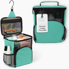 Original Shower Caddy For College Dorms- Travel Shower Caddy - Dorm Organizer Bag - Large Capacity, Quick Dry and Water Resistant with Metal Hook - Portable and Foldable Bag for Gym and Travel (Aqua)