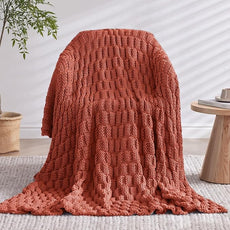 Knitted Weighted Blanket Adults, No Beads Heavy Blanket 36” x 48'' 3lbs, Breathable Chunky Knit Blanket, Cooling Weighted Blanket for Hot Sleepers, Christmas Home Decor (Orange)