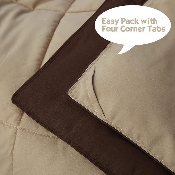 HIG 3pc Down Alternative Comforter Set - All Season Reversible Comforter with Sham - Quilted Duvet Insert with Corner Tabs - Box Stitched - Super Soft, Fluffy (Twin/Twin XL, Chocolate)