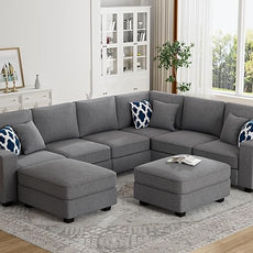 Legend Vansen Modular Sectional Sofa U Shaped Couch with Ottoman Modern Reversible Corner Sectional Couch for Living Room (Dark Grey, U Shaped Sofa-3)