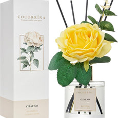 Cocorrina Reed Diffuser Set, Flower Reed Diffuser Clear Air 6.7 oz, Scented Diffuser with Sticks Home Fragrance Essential Oil for Bathroom Shelf Decor, Living Room, Large Room, 1pack