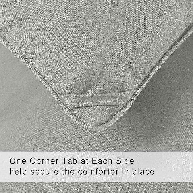 COHOME Quilted King Size Comforter - All-Season Down Alternative Duvet Insert - Luxury Hotel Winter Warm Light Grey Comforter with Anti-Clump Tech & 8 Tabs - Gift for Women & Men (90"x102")