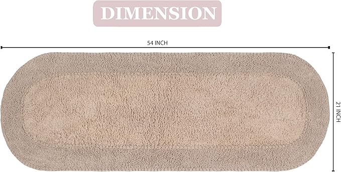 Home Weavers Double Ruffle Collection 100% Cotton Bathroom Rugs Set, Washable Rug, Extra Soft and Absorbent Bath Rug, Kitchen Mat, Bath Mat Set, Bath Floor Mat Non Slip, 21"x54" Runner, Linen
