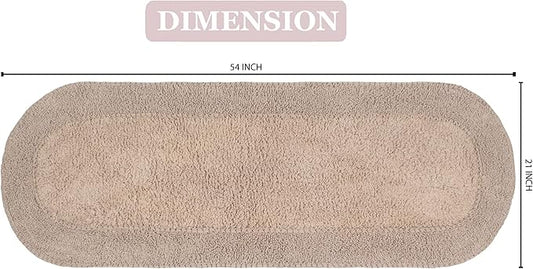 Home Weavers Double Ruffle Collection 100% Cotton Bathroom Rugs Set, Washable Rug, Extra Soft and Absorbent Bath Rug, Kitchen Mat, Bath Mat Set, Bath Floor Mat Non Slip, 21"x54" Runner, Linen