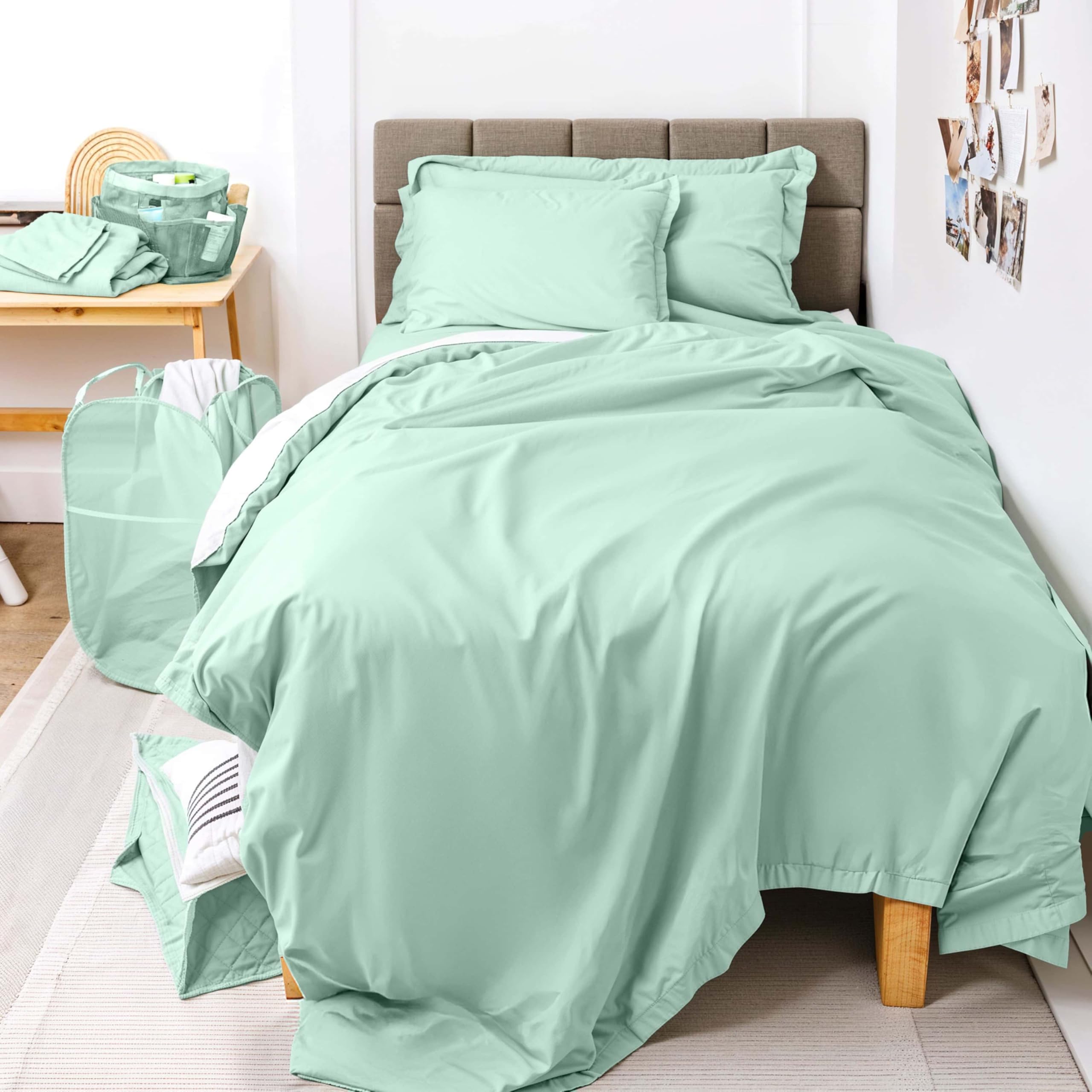 Hearth & Harbor Complete Dorm Room Set, Twin XL Comforter Set, Sheet Set, Mattress Protector, Towels and Organizers - All Dorm Accessories Included Dormly