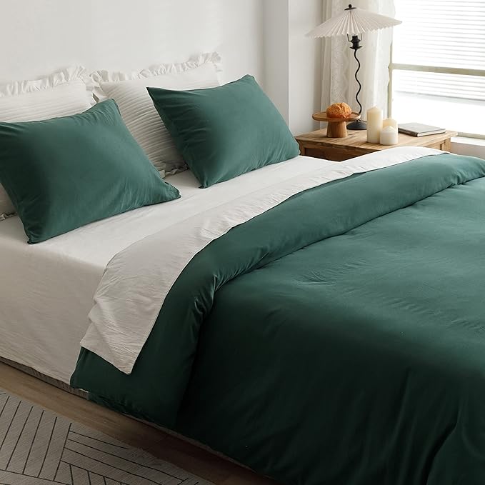 HeimenAogo Egyptian Cotton Duvet Cover Set California King, Ultra Soft and Breathable Comforter Cover with Zipper Closure, High Thread Count Long Staple Cotton Blanket Cover 3Pcs, Silver Pine