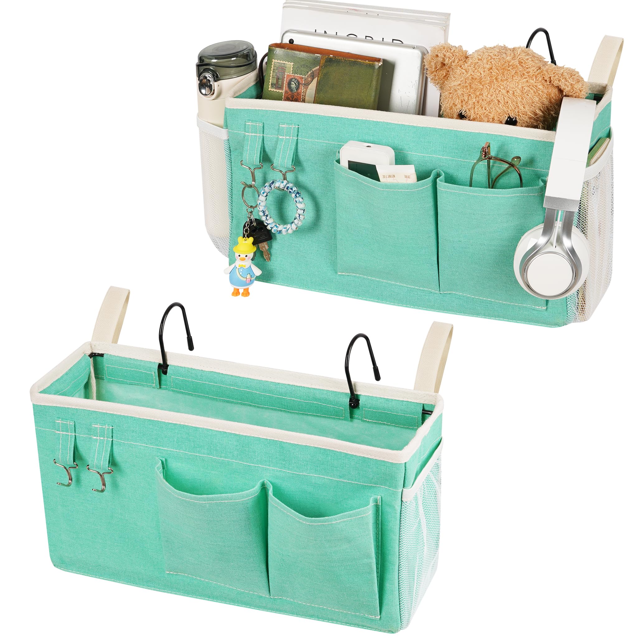 Loghot Bedside Caddy/Bedside Storage Bag Hanging Organizer for Bunk and Hospital Beds,Dorm Rooms Bed Rails,Can be Placed Glasses,Books,Mobile Phones,Keys (Light Pink) Dormly