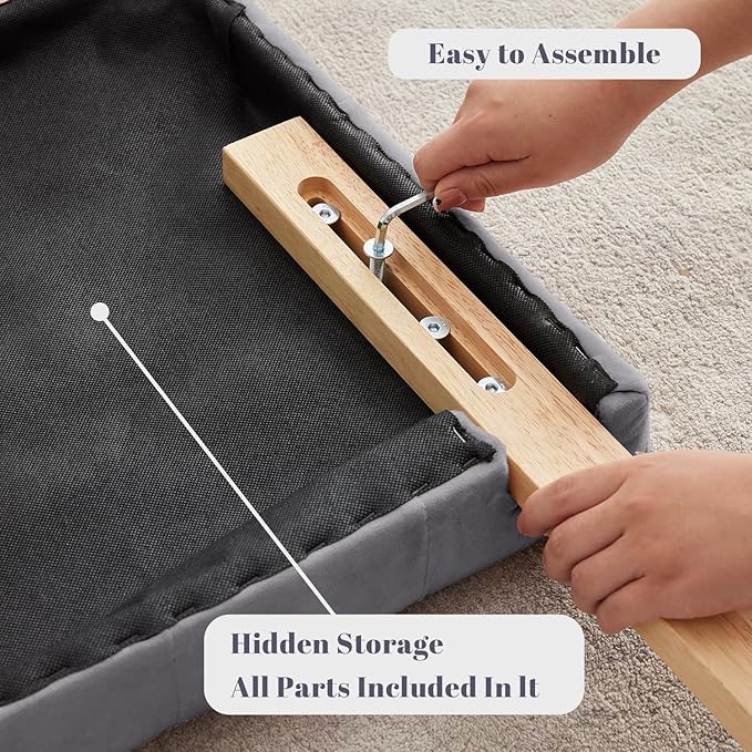 Kingfun Upholstered Queen Headboard Only, Premium Velvet Button Tufted Headboards, Adjustable Solid Wood Head Board, Padded Headboard with Solid Wood Legs in Bedroom (Gray)