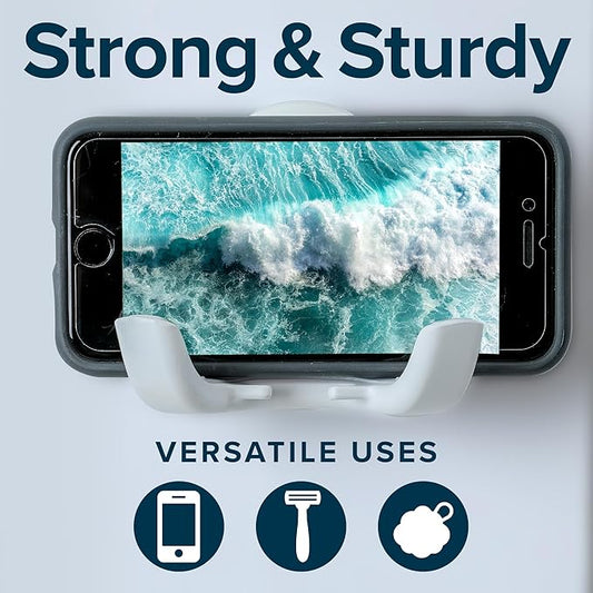 SlipX Solutions On The Dot Power Lock Suction Cup Hook, Razor Holder & Phone Cradle (Perfect for Shower & Mirror, Holds 11 lbs), No-Drilling, No Tools, Rust-Proof, Waterproof, Removeable