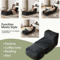 Premium Beige Bean Bag Chair for Adults with Armrest- Ultra Plush Memory Foam Lounge Sofa & Comfy Reading Nook Chair for Bedroom, Living Room & Dorm (White, MoFa)