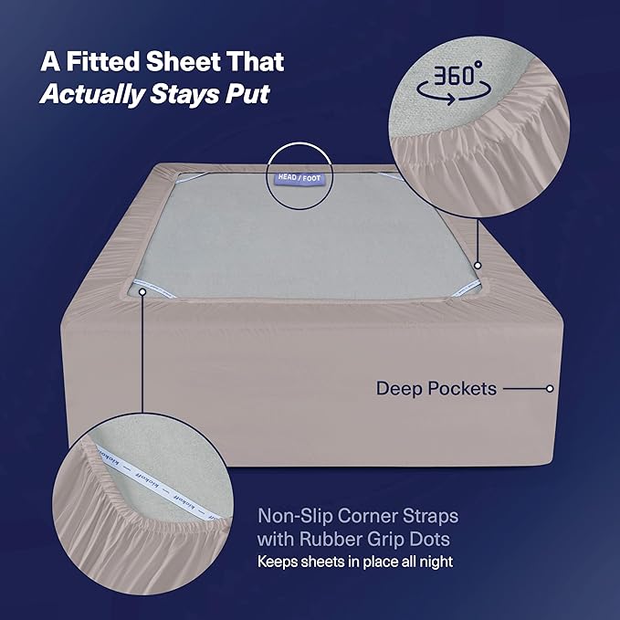 Kickoff Viscose Bamboo Sheets Twin Size 3-pc 100% Organic Bamboo Viscose Bed Cooling Sheets Twin Size Set Cool Bedding for hot Sleepers Sheet, Flat, Fitted, Pillowcase (Dark Grey, T) KickoffHome