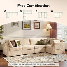 Modular Sectional Sofa,5 Pieces Sectional Couches for Living Room,131X65 L Shaped Cloud Couch with Oversized Convertible Modular Couch for Living Room
