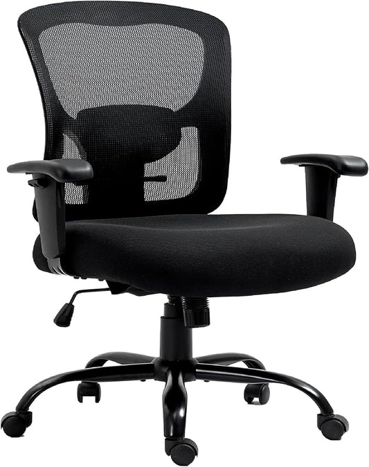 Bigroof Home Office Chair Ergonomic Mesh Desk Chair 400lbs with Adjustable Lumbar Support Arms High Back Wide Seat Task Executive Rolling Swivel Chair for Women Men, Heavy People