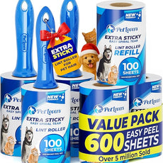 PetLovers Extra Sticky Lint Roller Mega Value Set 600 Sheets for Pet Hair Removal, Dog and Cat Lint Remover 6 Pack