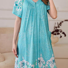 Ekouaer Women Robe Zipper Front Mumu Duster Robes Zip Up Housecoat Soft Sleepwear with Pockets