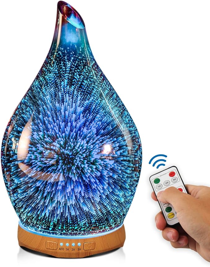 Porseme 280ml Essential Oil Diffuser,Aroma Ultrasonic Humidifier with Remote Control,BPA Free,Auto Shut-Off,Timer Setting