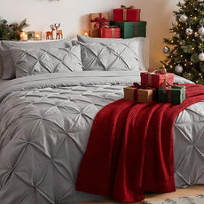 Bedsure Queen Comforter Set Grey - Bed in a Bag Queen Size Bedding 7 Pieces, GentleSoft™ Pintuck Bed Set Gift for Family, Pinch Pleat All Season Comforter with Sheets, Pillowcases & Shams