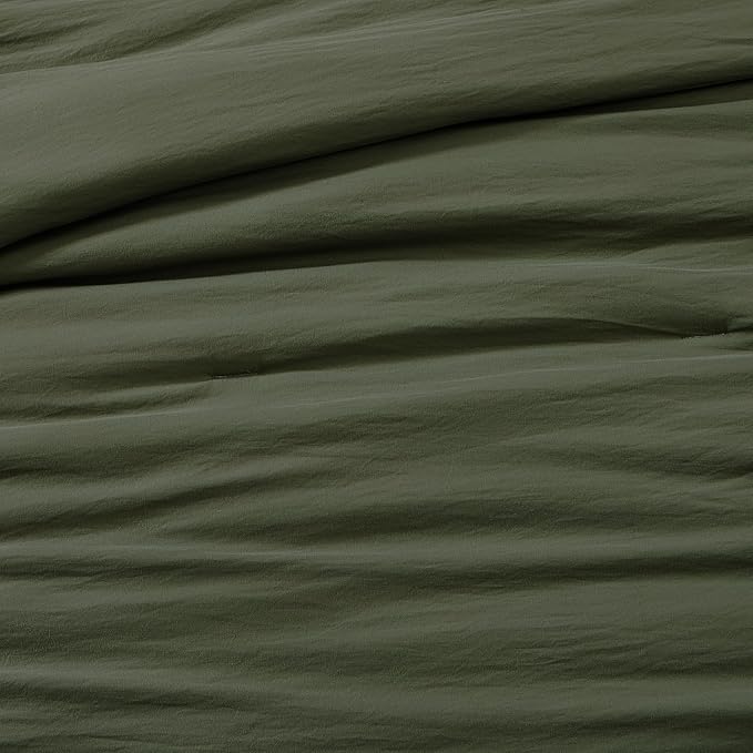 WRENSONGE King Size Comforter Set- 7 Pieces Soft Olive Green Bed in a Bag King with Fitted Sheet, Flat Sheet, 2 Pillow Shams, and 2 Pillowcases-Warm King Bedding Set for All Season