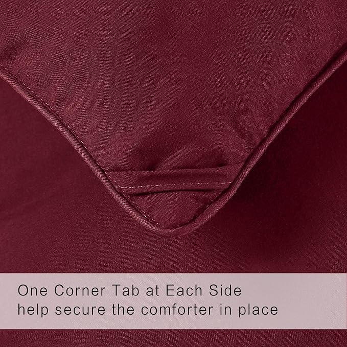 COHOME Quilted Twin/Twin XL Size Comforter - All-Season Down Alternative Duvet Insert - Luxury Hotel Winter Warm Burgundy Comforter with Anti-Clump Tech & 8 Tabs -Reversible（64"x88"）