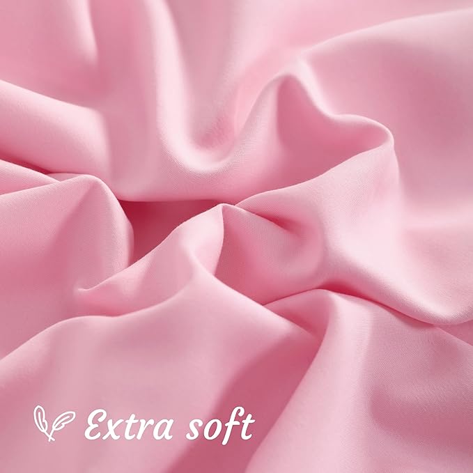 NTBAY Body Pillow Cases Set of 2, 2 Pack Brushed Microfiber 20x54 Pillow Cases, Soft, Wrinkle, Fade, Stain Resistant Pink Pillow Cases with Envelope Closure, 20x54 Inches, Pink