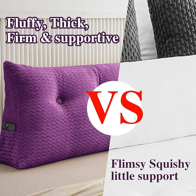 Large Bolster Triangular Headboard Wedge Backrest Positioning Support Bed Rest Reading Pillows Headboard Wedge Pillows for Day Bed with Removable Cover