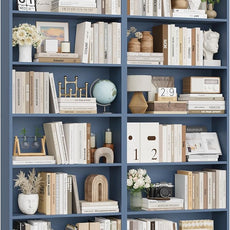 FOTOSOK 6-Tier Open Bookcase and Bookshelf Set of 2, Freestanding Display Storage Shelves Tall Bookcase for Bedroom, Living Room and Office,Blue