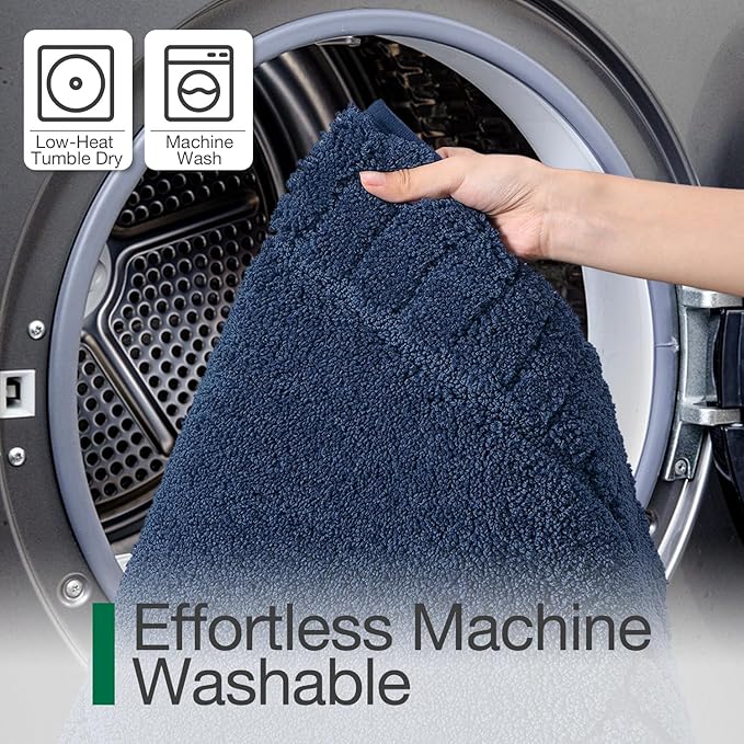 LUMI Bathroom Rugs Non Slip with Rubber Backing, Extra Soft Plush Microfiber Bath Rug Absorbent, Machine Washable Bath Mat Quick Dry for Tub, Shower, Hotel, Blue, 24"x36"