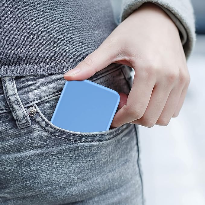 Kintion Pocket Mirror, 1X/3X Magnification LED Compact Travel Makeup Mirror with Light for Purse, 2-Sided, Portable, Folding, Handheld, Small Lighted Mirror for Gift, Blue