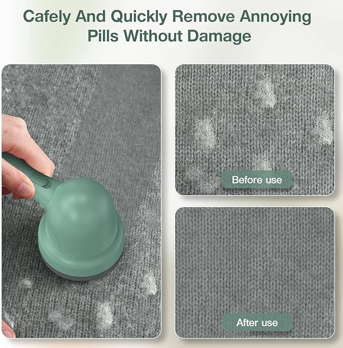 Fabric Shaver, Lint Remover for Clothes, Electric Lint Shaver with 6-Leaf Blades, Sweater Shavers to Remove Pilling for Clothing, Couch, Furniture, Fuzz, Lint Ball, Pillings, USB Rechargeable