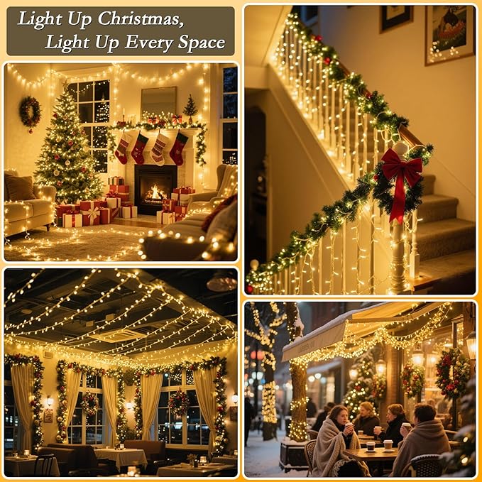132FT 400 LED Christmas Tree Lights, Bright Warm White to Multicolor Outdoor Christmas String Lights for House, Fairy Lights with 11 Modes, Waterproof & Durable Indoor Outdoor Decor