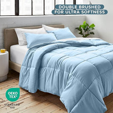 Bare Home Comforter Set - King/California King Size - Ultra-Soft - Goose Down Alternative - Premium 1800 Series - All Season Warmth (King/Cal King, Light Blue)