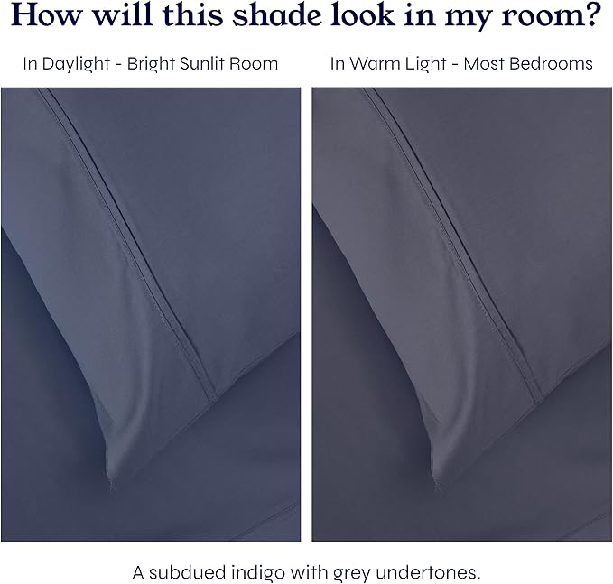 California Design Den 2-Pack Sheets Full Size Bed - 400 Thread Count 100% Cotton Sateen - Soft and Breathable Sheets, 2 Sets of Deep Pocket Bed Sheets - Indigo Dusty Blue CaliforniaDesignDen