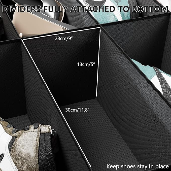 homyfort Under Bed Shoe Storage Organizer for Closet Fits 24 Pairs-Sturdy Underbed Shoe Storage Box Bins,Set of 2 (Linen-like Black)