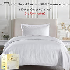 California Design Den Twin XL/Twin Duvet Cover Cotton Only - Premium 400 Thread Count, Natural 100% Cotton Duvet Cover Only, Soft Sateen Weave, Button Closure and Corner Ties - Striped White