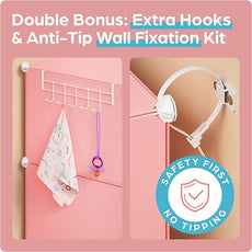 Baby Closet Organizer for Nursery - Durable Baby Wardrobe Armoire for Closet - Customizable Dresser Shelves - Waterproof Shelf Clothes Organizer w/Wall Fixation (Pink)